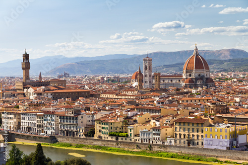 Beautiful view over the city of Florence, Italy, with the Cathedral and the Palazzo Vecchio © dennisvdwater