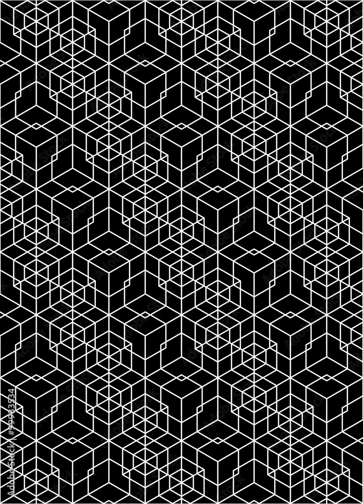 Geometric seamless pattern, endless black and white vector regul Geometric seamless pattern, endless black and white vector regul