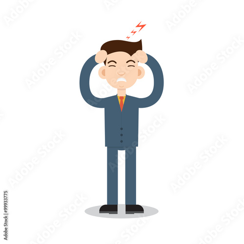 Headache attack. Head pain vector illustration