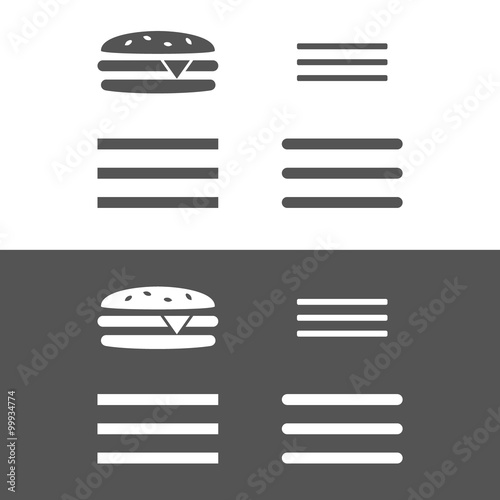 Hamburger menu UI icon. Mobile app interface options button.