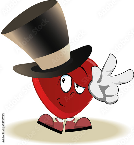 Live heart with face, arms, feet and hat