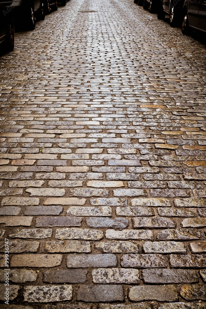 Old cobblestone street with vintage tone filter effect