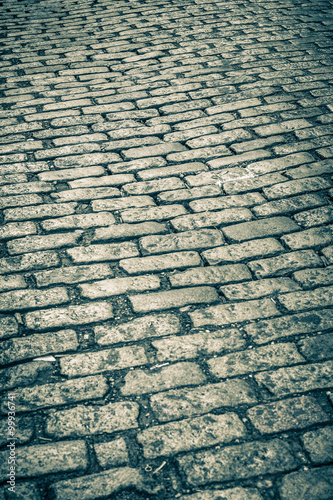 Old cobblestone street with vintage tone filter effect