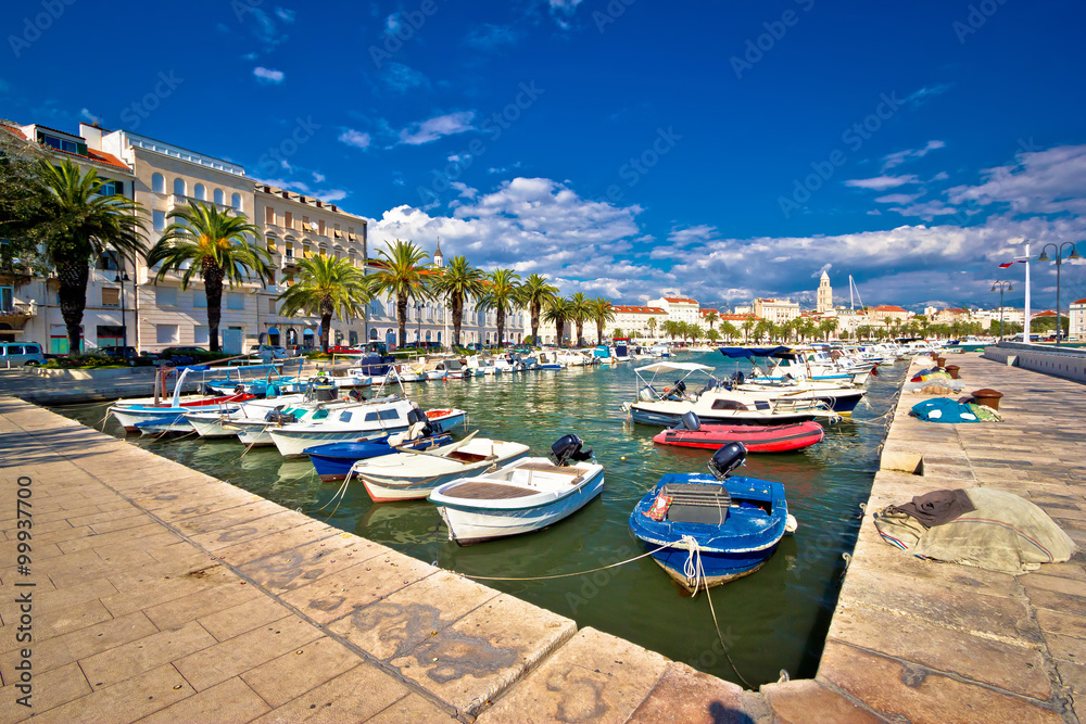 City of Split harbor and old architecture