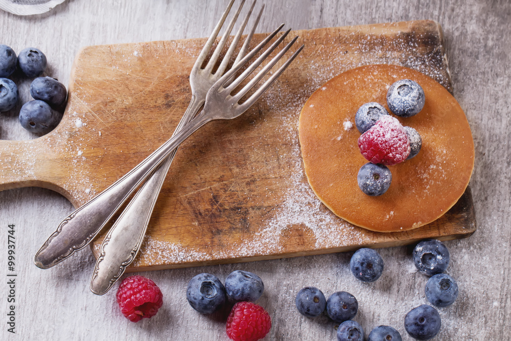 Pancakes with Berries and tea Pancakes with Berries and tea