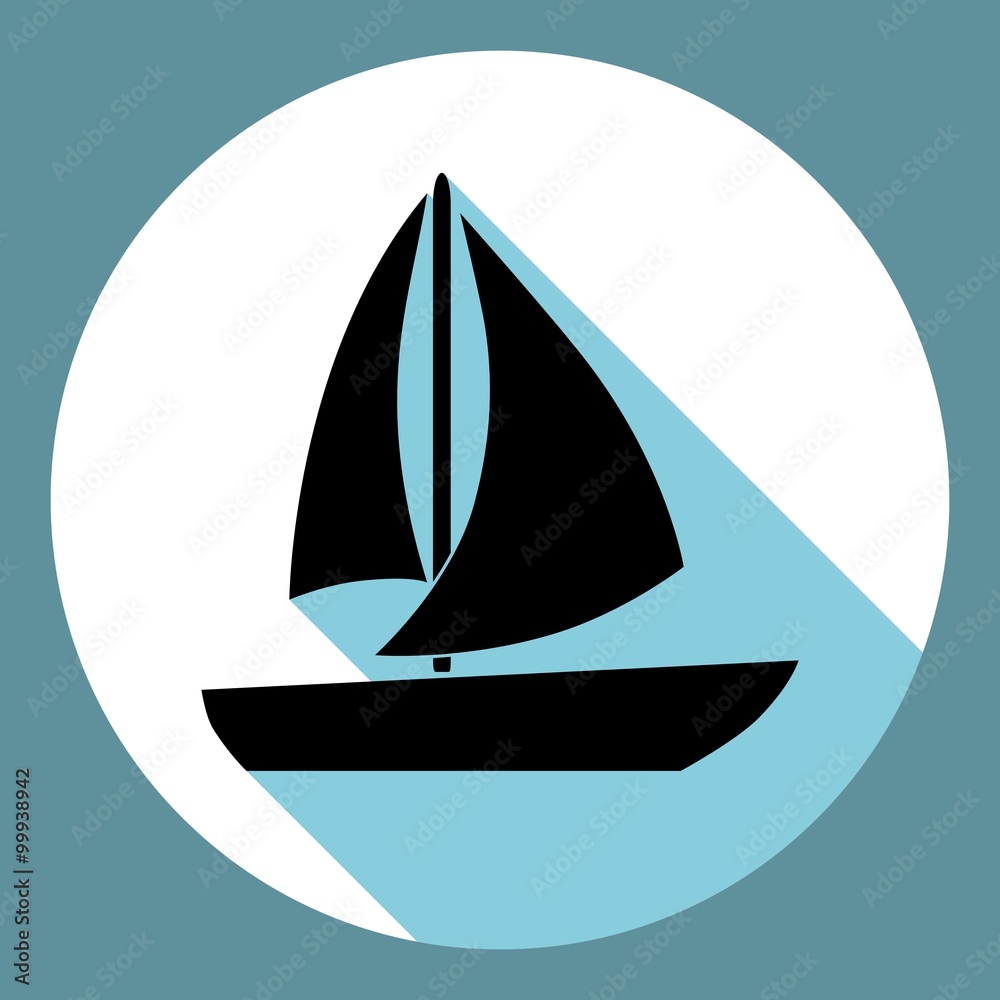 Flat Ship Silhouette with Long Shadow