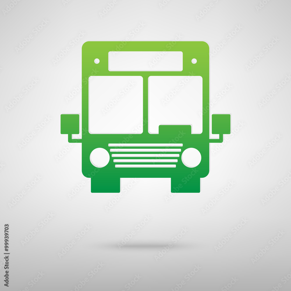Bus icon. Green icon with shadow Bus icon. Green icon with shadow