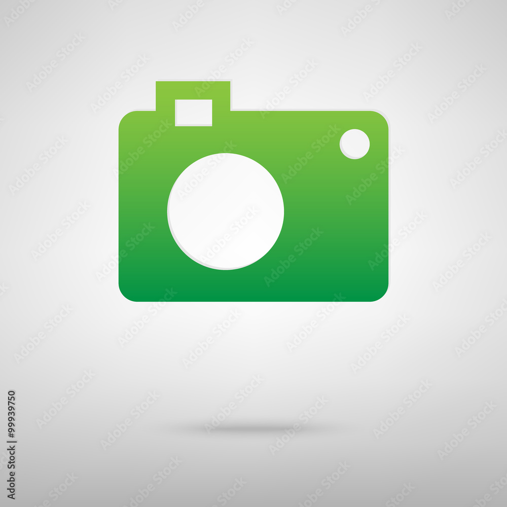 Camera. Green icon with shadow Camera. Green icon with shadow