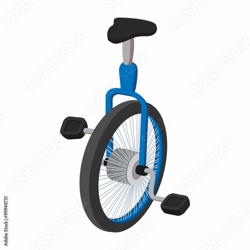 Unicycle, one wheel bicycle cartoon 