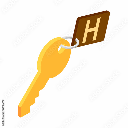 Hotel key isometric 3d icon