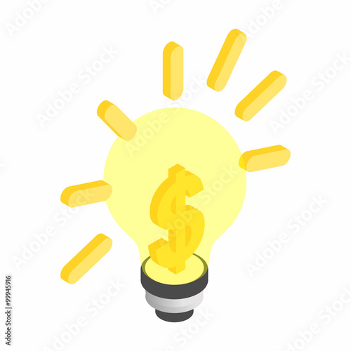 Light bulb with a dollar sign isometric 3d icon