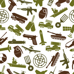 Fototapete Militärmuster Militär Icons Muster in Armeefarben  © martin951