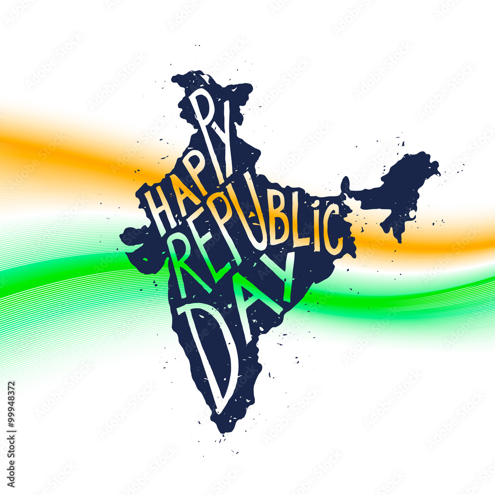 Fototapeta premium Happy republic Day Typographic poster