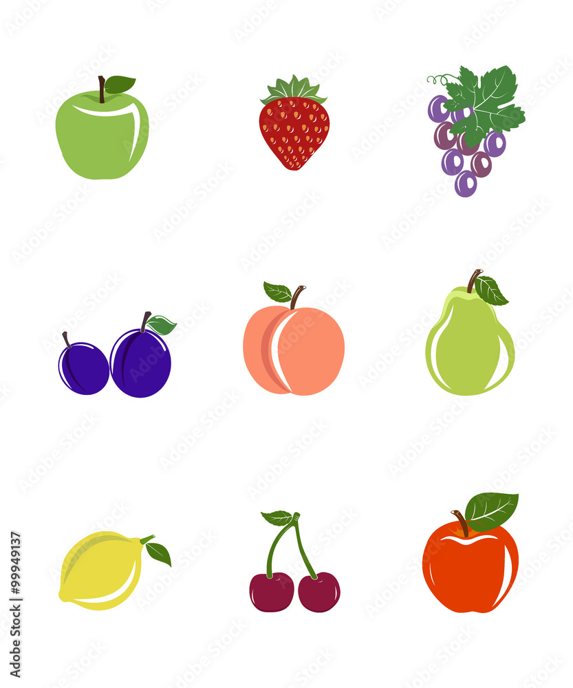 Glossy fruit set colored Glossy fruit set colored