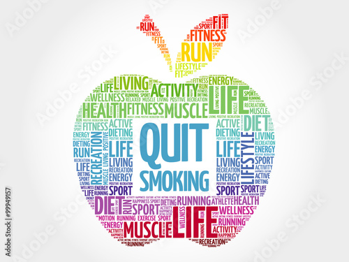 Quit Smoking apple word cloud, health concept