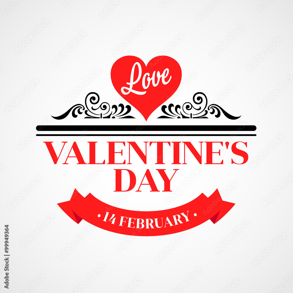 Happy Valentine Day Typographical Background. Vector illustration