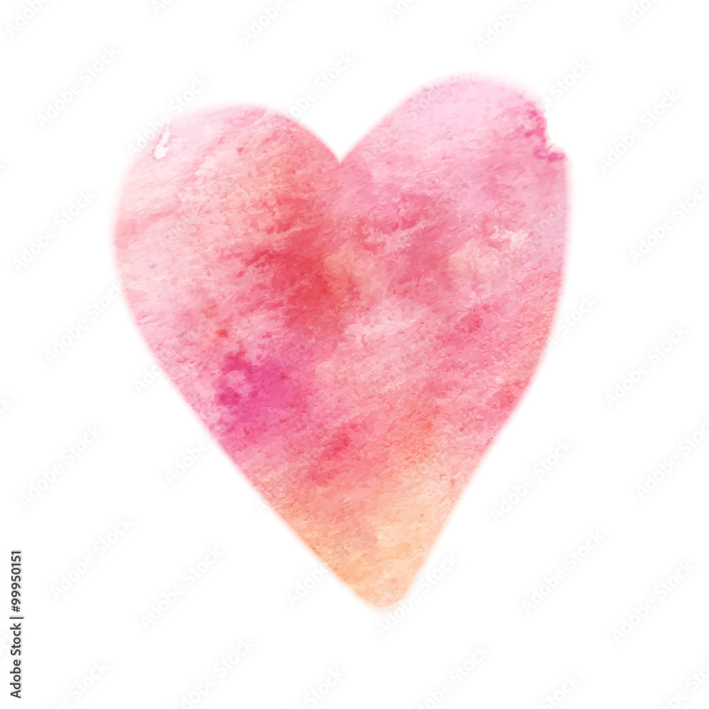 Fototapeta premium Watercolor painted pink hear. Vector element for your design