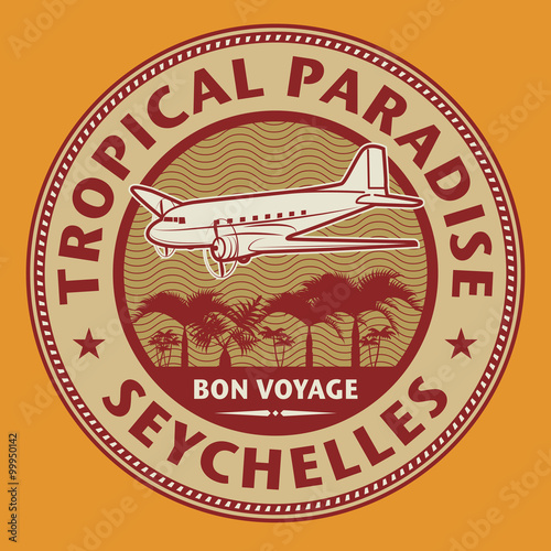 Stamp or label with the name of Seychelles, Tropical Paradise