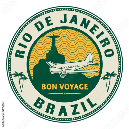 Air mail or travel stamp, Rio de Janeiro, Brazil theme