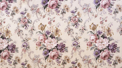 Papier peint photo Couloir et Hall Motif floral vintage romantique délicat  © coltik