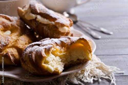 Round cake with cream