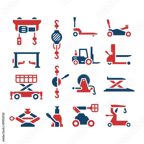 Set color icons of lifting equipment
