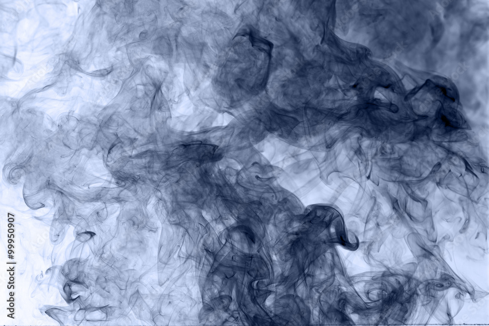 blue smoke on a white background. inversion blue smoke on a white background. inversion