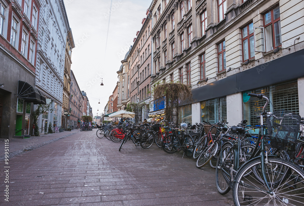 Bicycles neighborhood in Copenhagen, Denmark
