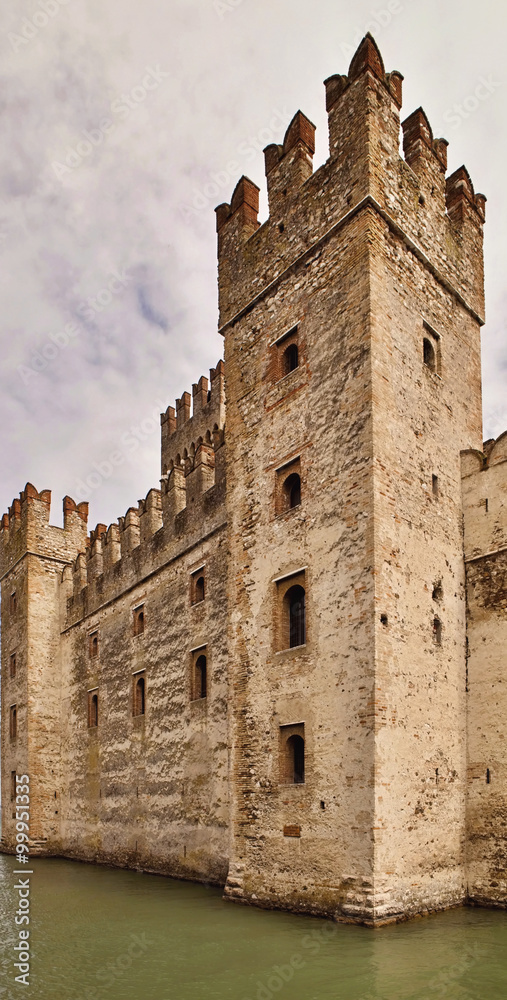 Castle in Sirmione, with its moat,Italy