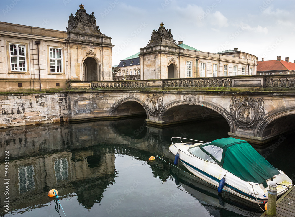 Bridge over canal to Christiansborg Palace in Copenhagen