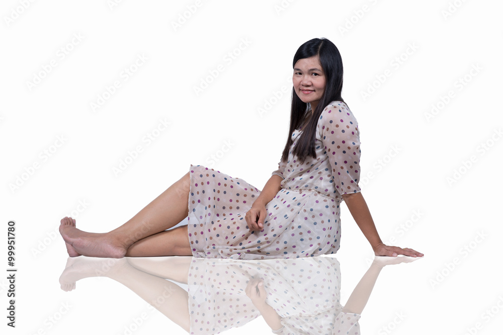Naklejka premium Woman Happy, Isolated in the white background.