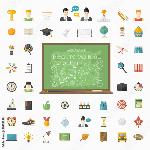 Vector education  big set in flat style
