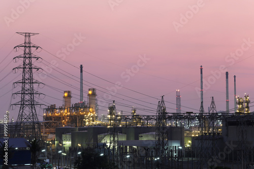 Oil refinery in the evening.