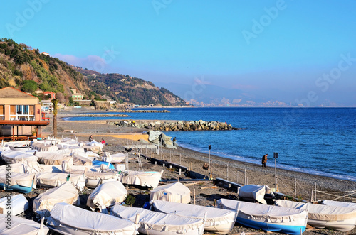 Arenzano coast and mediterranean sea, Genova Italy photo