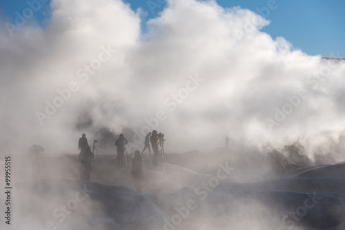 Photographers shoot fumaroles