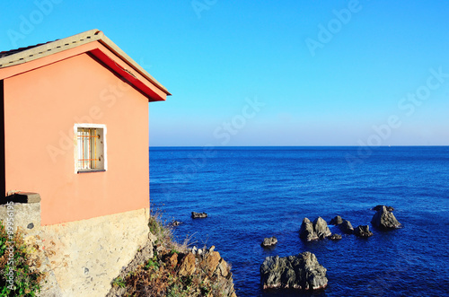 Arenzano coast and mediterranean sea, Genova Italy photo