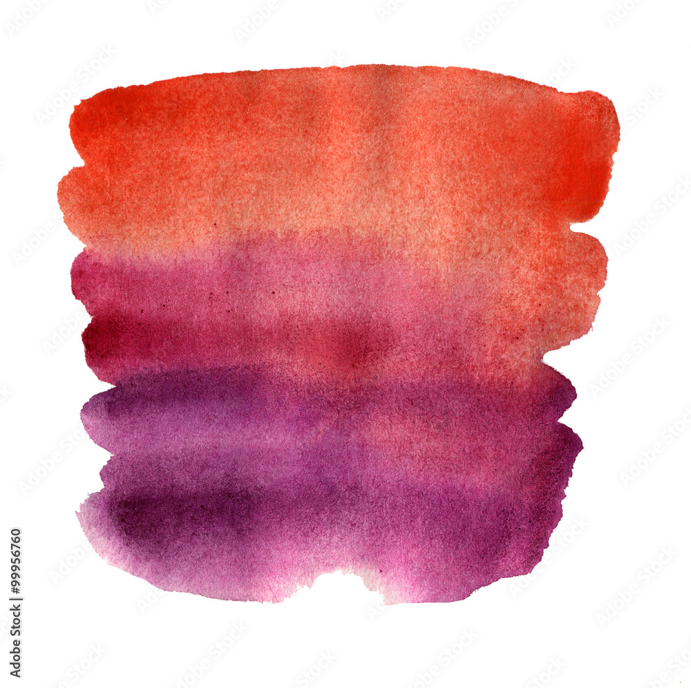 Watercolor hand drawn isolated red and orange spot. Raster illustration