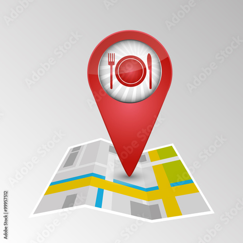Navigation - Straßenkarte mit Restaurant Pin