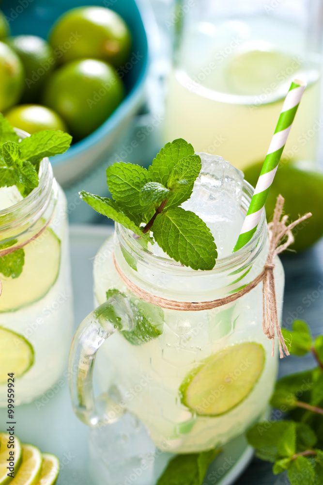 Frische Limonade mit limmeten und Minze Frische Limonade mit limmeten und Minze