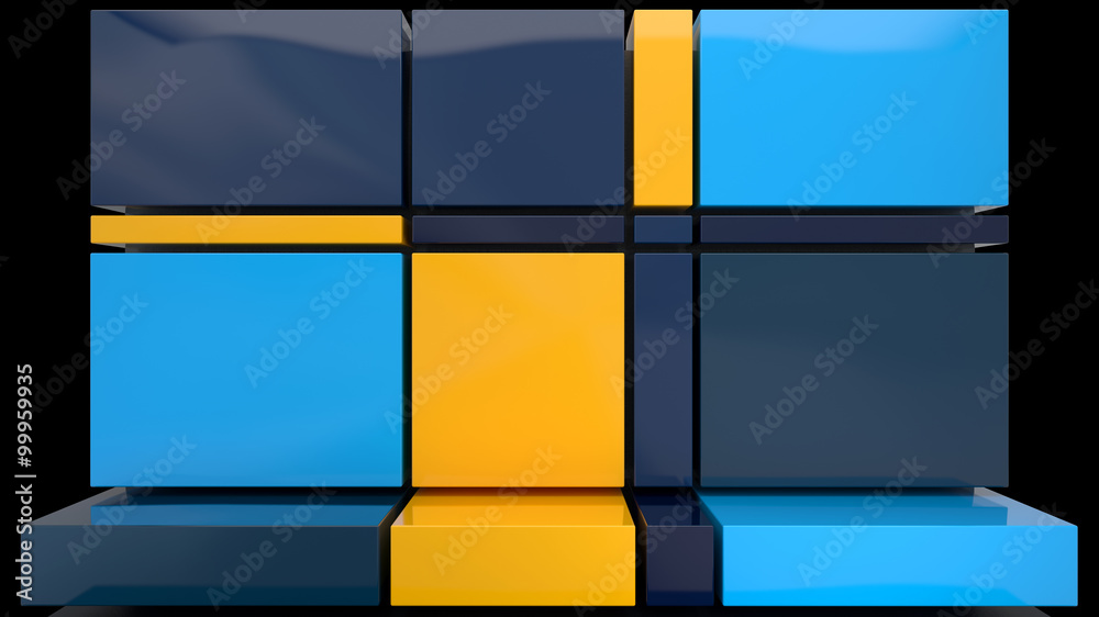 yellow and blue glossy plastic panels background