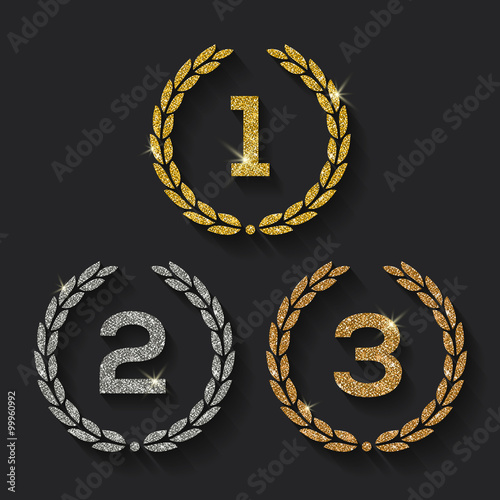 Vector illustration of awards glitter golden emblems