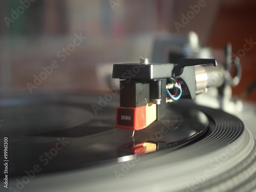 Vinyl record rotating