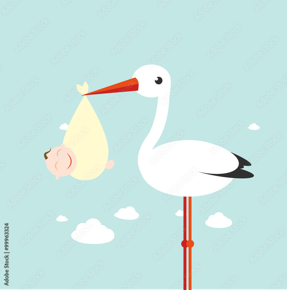 Storch mit Baby Bündel Vektor Stock Vector | Adobe Stock