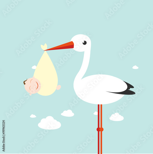 Storch mit Baby Bündel Vektor