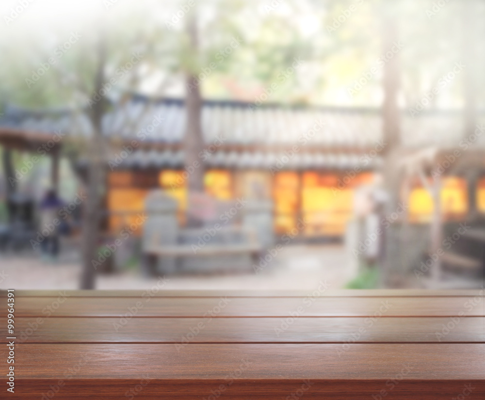 Table Top And Blur Building Of Background Table Top And Blur Building Of Background