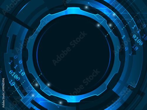 Abstract vector digital technology concept. Gear wheels and glitter.