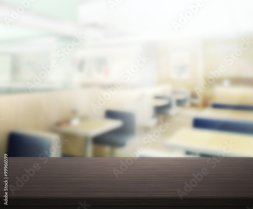 Table Top And Blur Building Of Background