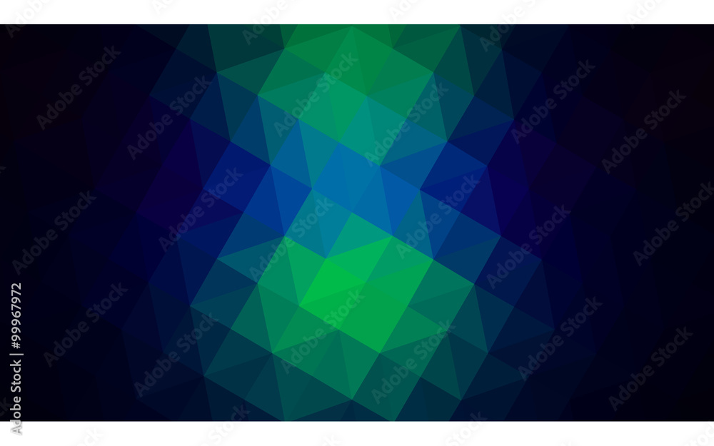 Multicolor dark green, blue polygonal design illustration, which consist of triangles and gradient in origami style.