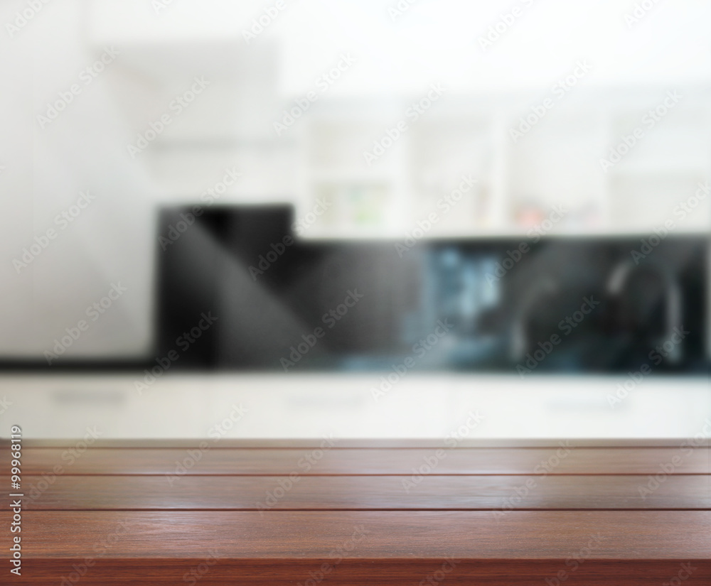 Naklejka premium Table Top And Blur Interior of Background