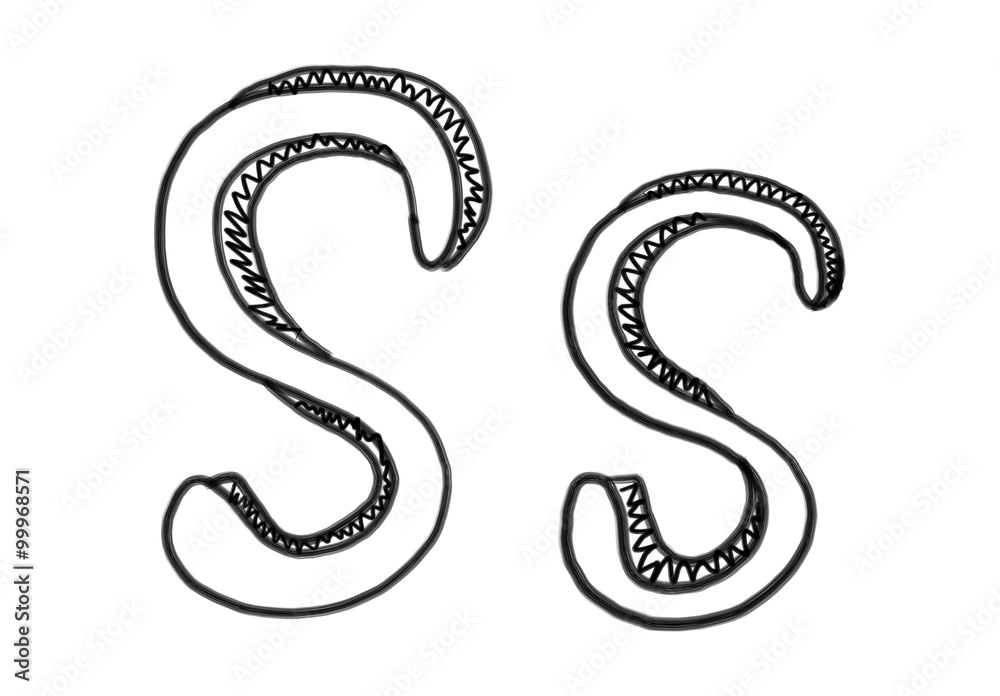 New drawing Character S of alphabet. New drawing Character S of alphabet.